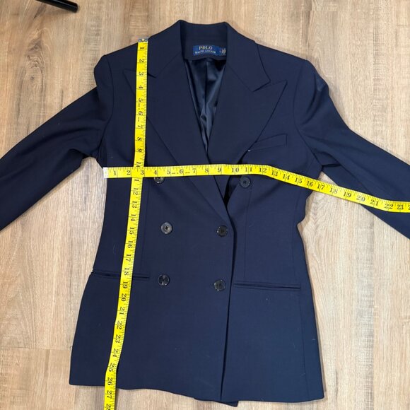 Polo Ralph Lauren Women's Navy Blue Blazer Wool Preppy Old Money Academia 4 - Picture 5 of 7